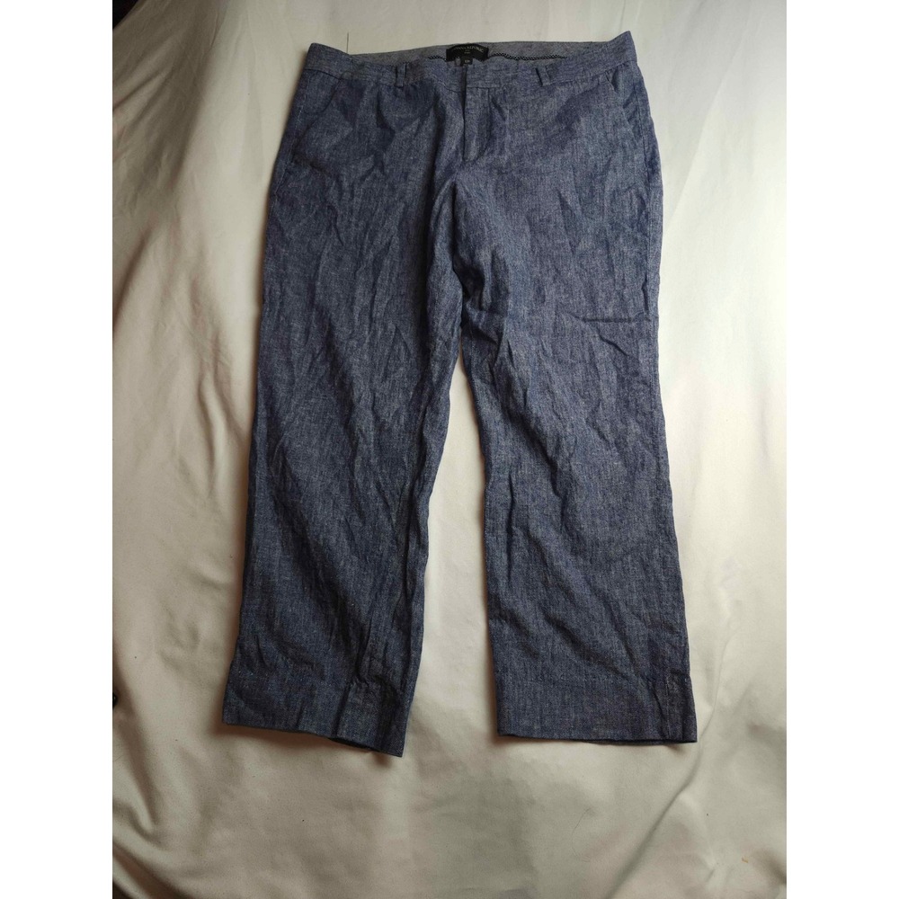 Banana Republic Avery Blue Linen Blend Chambray Ankle Pants Womens 12P